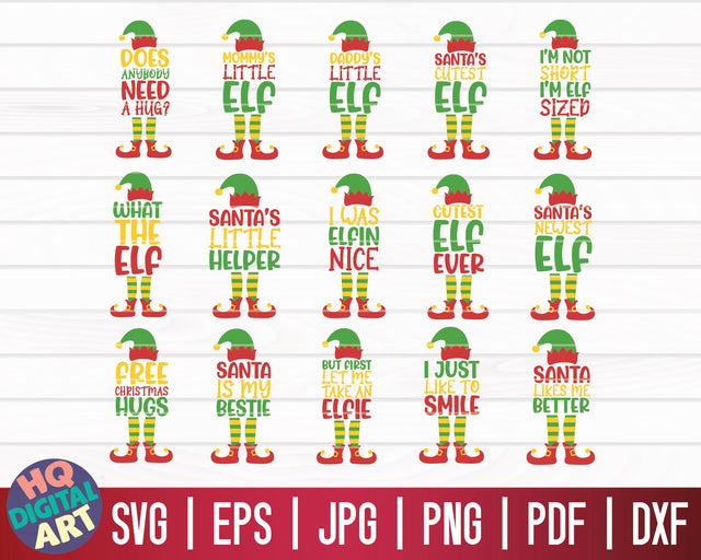 Christmas Elfs SVG Bundle | Cute Elf Sayings SVG | Funny Elf Quotes SVG SVG HQDigitalArt 