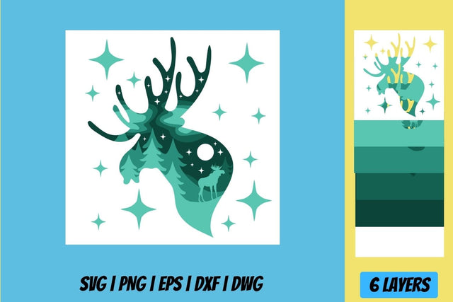 Christmas Elk Shadow Box SVG SvgOcean 