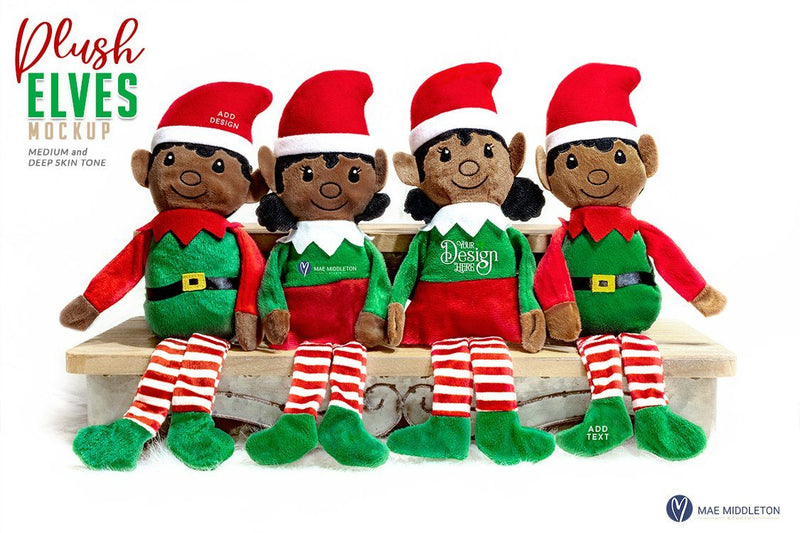 Christmas Elves Mockup | Medium and Deep Skin Tone Mock Up Photo Mae Middleton Studio 
