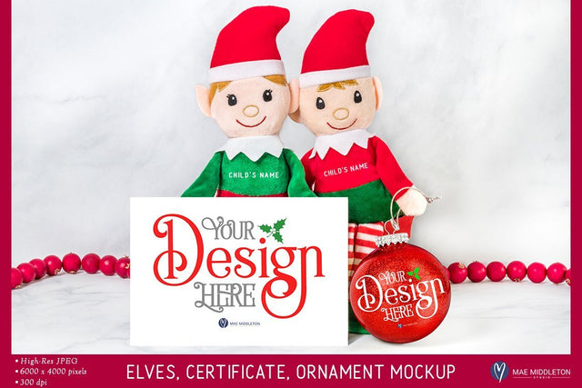 Christmas Elves, Red Santa Cam, Certificate, Card | Christmas Mockup SVG Mae Middleton Studio 