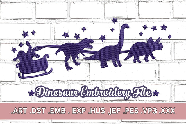 Christmas Embroidery Design, Dinosaur sleigh for boys file Embroidery/Applique DESIGNS Maggie Do Design 
