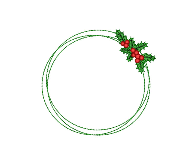 Christmas Embroidery Design, Holly Leaf Wreath Machine Embroidery Design, 4 sizes, Intant Download Embroidery/Applique DESIGNS Nino Nadaraia 