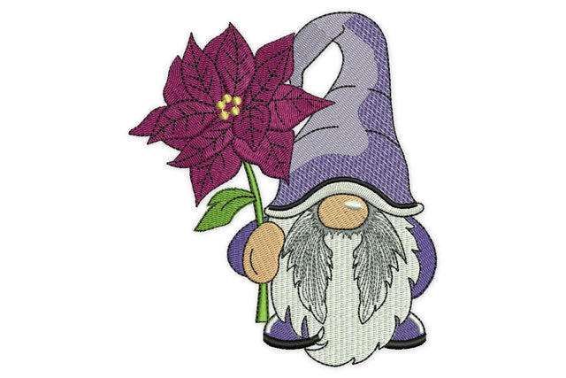 Christmas Embroidery Designs, Gnome with Poinsettia Embroidery Design, Holiday Machine Embroidery File Embroidery/Applique DESIGNS NextEmbroidery 