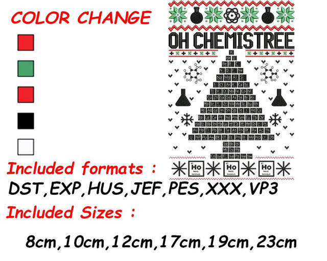 Christmas Embroidery, Nerdy Gift, Science Teacher Gift, Science Embroidery, Chemistry, Science Christmas Embroidery/Applique DESIGNS SVG Digital Designer 