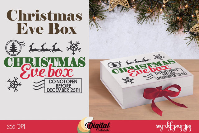 Christmas Eve Box Paper Cut. Eve Box SVG. 3D Box Paper 3D Paper Evgenyia Guschina 