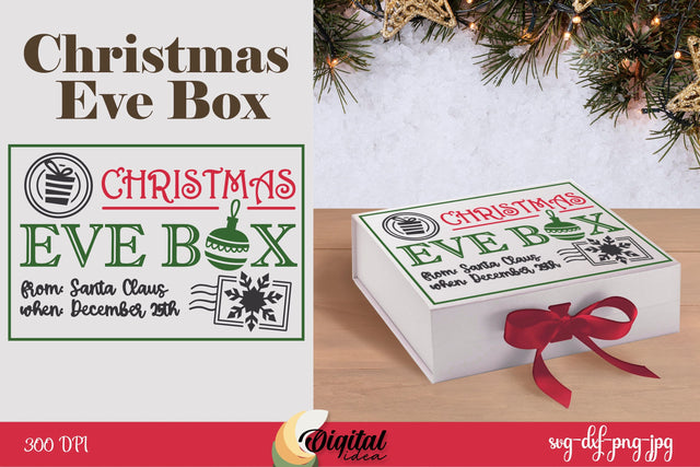 Christmas Eve Box Paper Cut. Eve Box SVG. 3D Box Paper 3D Paper Evgenyia Guschina 