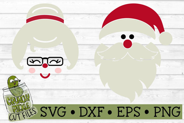 Christmas Faces - Santa and Mrs. Claus SVG File SVG Crunchy Pickle 