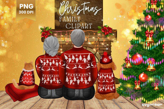 Christmas Family Clipart Bundle | Grandparents | Cozy Winter Sublimation SVG SvgOcean 