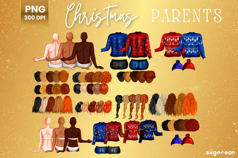 Christmas Family Clipart Bundle | Parents | Cozy Winter Sublimation SVG SvgOcean 