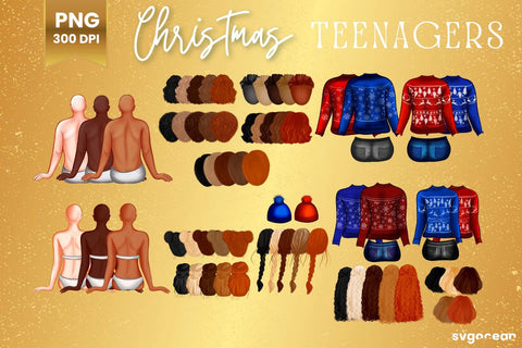 Christmas Family Clipart Bundle | Parents & Kids | Cozy Winter Sublimation SVG SvgOcean 