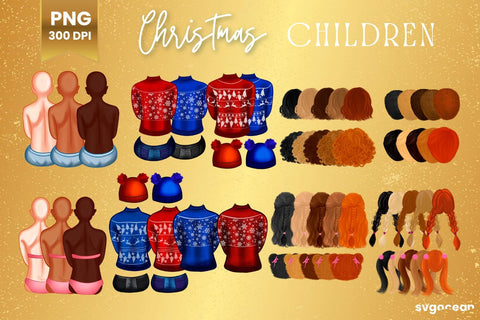 Christmas Family Clipart Bundle | People Creator | Cozy Winter Sublimation SVG SvgOcean 