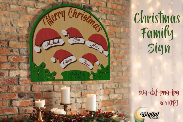 Christmas Family Decor SVG. Christmas Family Sign Laser Cut. SVG Evgenyia Guschina 