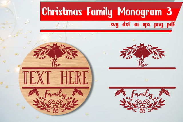 Christmas Family monogram 3 SVG zafrans studio 