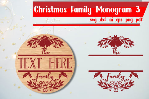 Christmas Family monogram 3 SVG zafrans studio 
