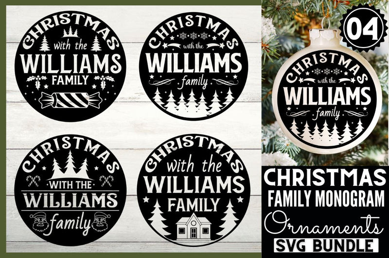 Christmas Family Monogram SVG Bundle SVG DESIGNISTIC 