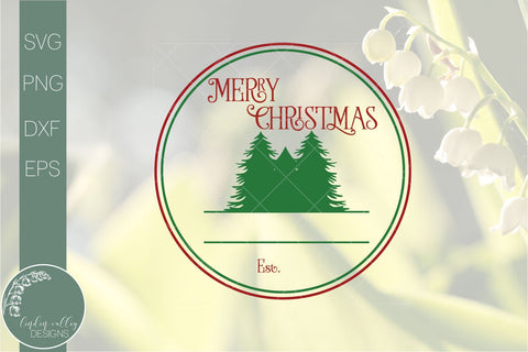 Christmas Family Name Round Sign Svg-Door Hanger Svg-Christmas Round Sign SVG Linden Valley Designs 