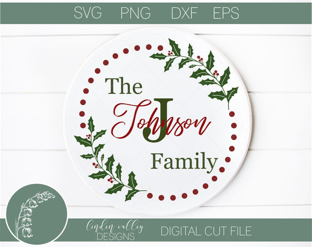 Christmas Family Name Round SVG SVG Linden Valley Designs 