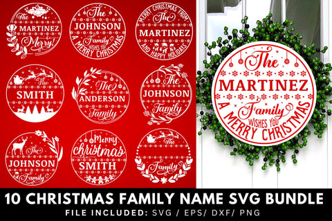 Christmas Family Name SVG Pack Bundle SVG Regulrcrative 