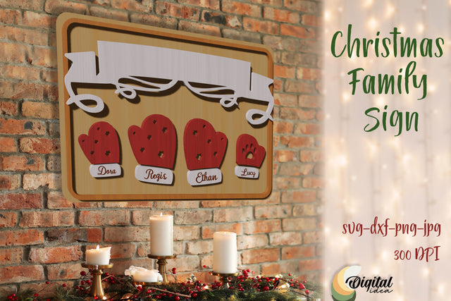 Christmas Family Sign Laser Cut. Christmas Family Decor SVG. SVG Evgenyia Guschina 