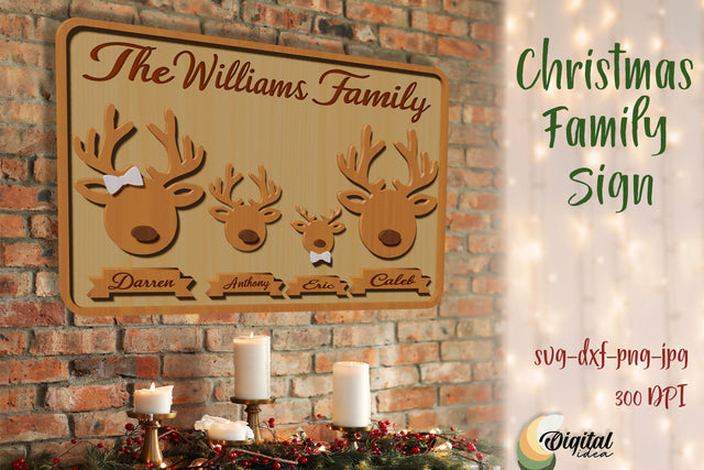 Christmas Family Sign Laser Cut. Design 3D. Home Decor SVG. SVG Evgenyia Guschina 