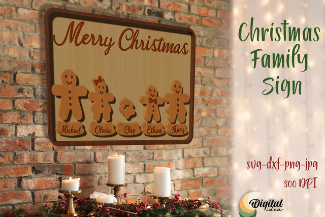 Christmas Family Sign Laser Cut. Merry Christmas SVG. SVG Evgenyia Guschina 
