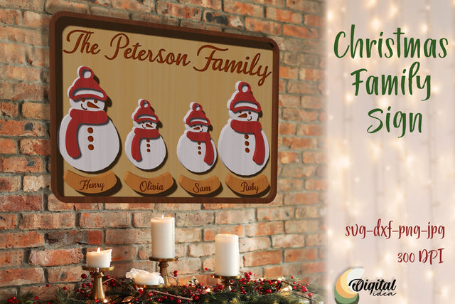 Christmas Family Sign Laser Cut. Merry Christmas SVG. SVG Evgenyia Guschina 