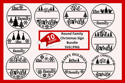 Christmas family sign svg bundle, christmas family name svg, christmas sign svg, family christmas svg, round family christmas sign svg SVG AnitaAlyiaLettering 