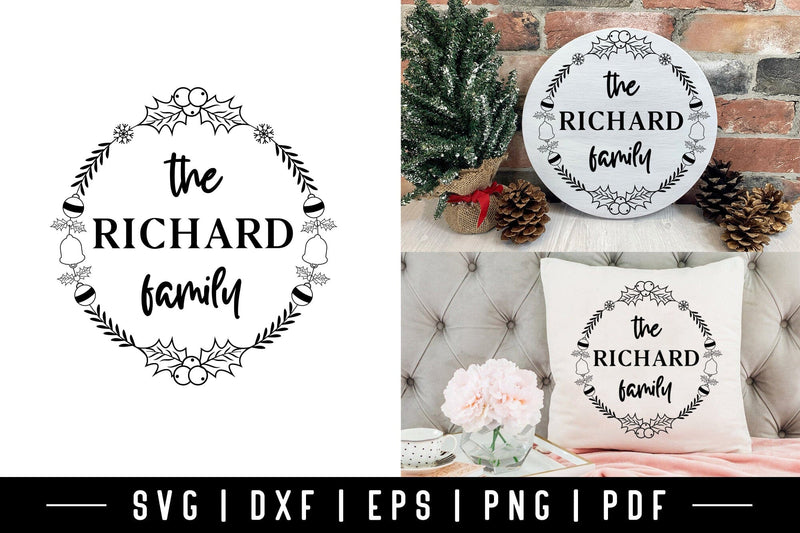 Christmas Family Wreath SVG Design SVG CraftLabSVG 