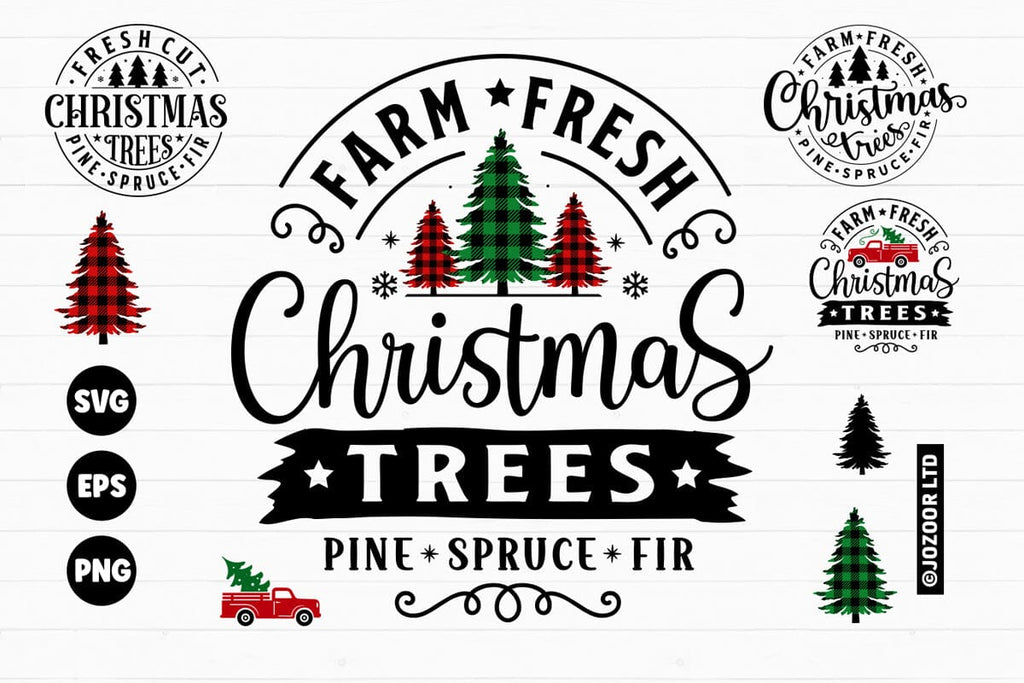 Christmas Farm Fresh Trees SVG Bundle - So Fontsy