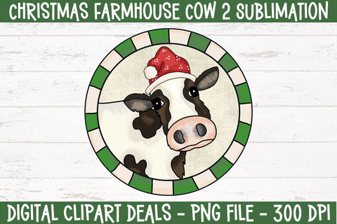 Christmas Farmhouse Cow Style 2 Design for Sublimation Sublimation Digital Clipart Deals 