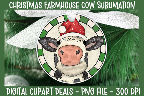 Christmas Farmhouse Cow Sublimation Style 1 Sublimation Digital Clipart Deals 