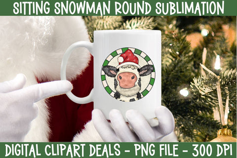 Christmas Farmhouse Cow Sublimation Style 1 Sublimation Digital Clipart Deals 