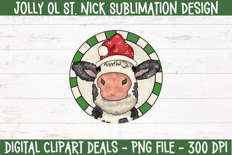 Christmas Farmhouse Cow Sublimation Style 1 Sublimation Digital Clipart Deals 