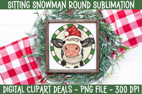 Christmas Farmhouse Cow Sublimation Style 1 Sublimation Digital Clipart Deals 