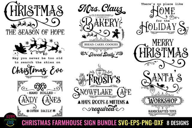 Christmas Farmhouse Sign SVG Bundle I Farmhouse Sign SVG SVG Happy Printables Club 