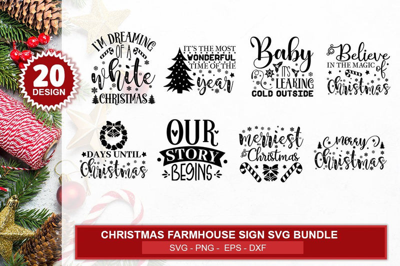 Christmas Farmhouse Sign Svg Bundle.farmhouse Christmas Pillow Svg 