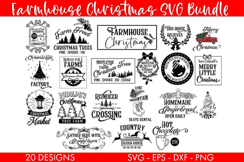 Christmas Farmhouse Vintage Signs SVG Bundle SVG Freeling Design House 