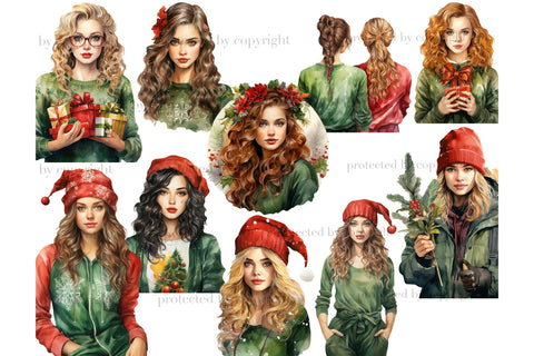 Christmas Fashion Girl Clipart Bundle | Xmas Sublimation PNG SVG GlamArtZhanna 