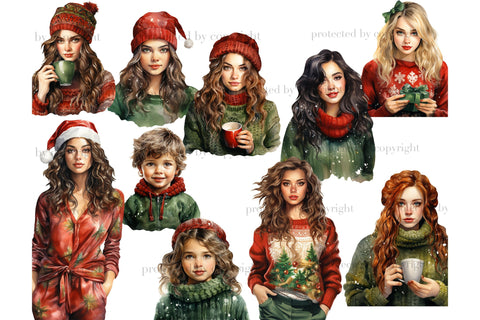 Christmas Fashion Girl Clipart Bundle | Xmas Sublimation PNG SVG GlamArtZhanna 