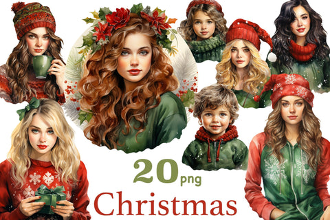 Christmas Fashion Girl Clipart Bundle | Xmas Sublimation PNG SVG GlamArtZhanna 