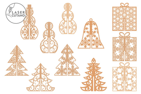 Christmas Figurines Set Multilayer Laser Cut Files, SVG, 3D Designs, Mini Design Bundles SVG LaserCutano 