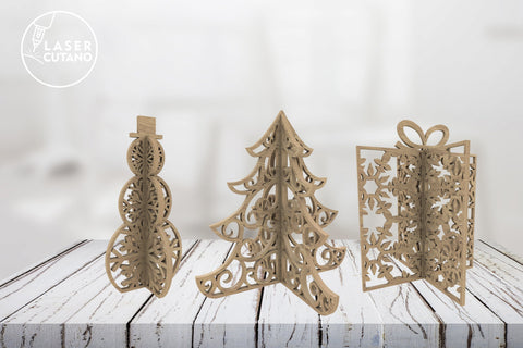 Christmas Figurines Set Multilayer Laser Cut Files, SVG, 3D Designs, Mini Design Bundles SVG LaserCutano 