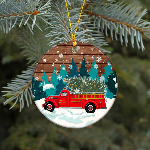 Christmas Fire Truck Ornament Png, Round Christmas Ornament, PNG Instant Download, Xmas Ornament Sublimation Designs Downloads Sublimation CaldwellArt 