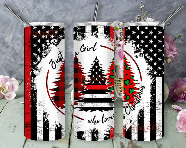 Christmas Firefighter Flag Full Tumbler Wrap, Just a Girl Who Loves Christmas 20oz Skinny Tumbler, Christmas Tree Buffalo Plaid Leopard Design Png, Merry Christmas Sublimation Design, Digital Download Sublimation DesignSVG 
