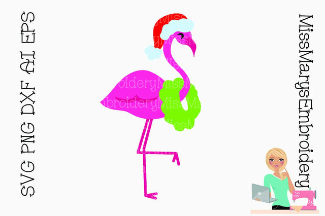 Christmas Flamingo SVG MissMarysEmbroidery 