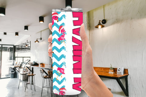 Christmas Flamingo Tumbler Wrap With Matching Alphabet PNG SVG Crafty Mama Studios 