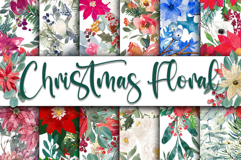 Christmas Floral Digital Papers Digital Pattern Old Market 