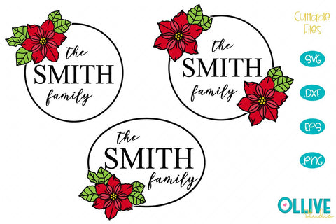 Christmas Floral Family Name SVG Bundle SVG Ollive Studio 