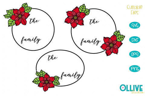 Christmas Floral Family Name SVG Bundle SVG Ollive Studio 