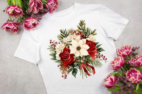 Christmas Flower Bouquet Clipart Sublimation Regulrcrative 